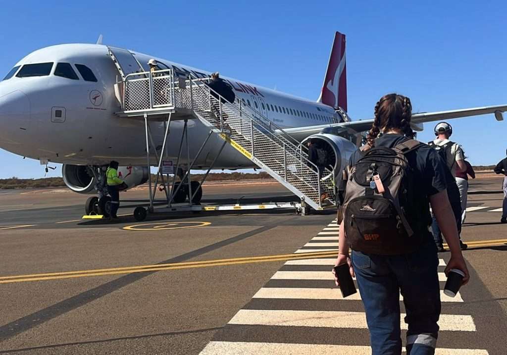 boarding a flight to a mine site with fifo workers